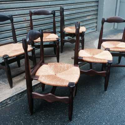 Suite de six chaises Guillerme et Chambron, 1960