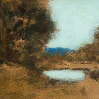 Landscape, ink and oil on cardboard, Jean-Jacques Henner (1829-1905), ca 1896