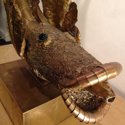 Sculpture en laiton d'Henri Fernandez, fin 1970