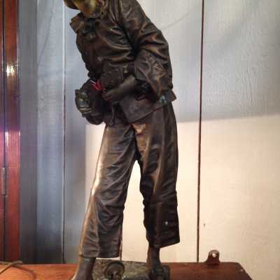 Sculpture "Au clair de la lune" en bronze, XIXème siècle signée "Bouret"