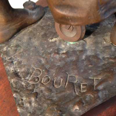 Sculpture "Au clair de la lune" en bronze, XIXème siècle signée "Bouret"
