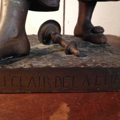 Sculpture "Au clair de la lune" en bronze, XIXème siècle signée "Bouret"