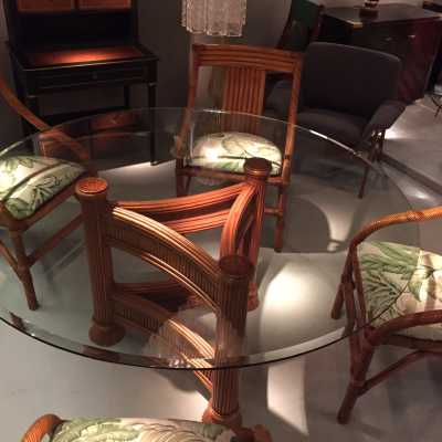 Ensemble table et six chaises bambou circa1980