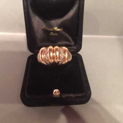 Bague en or jaune platine et diamants, France, ca 1940