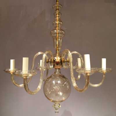 Lustre en verre de Bohème, vers 1960