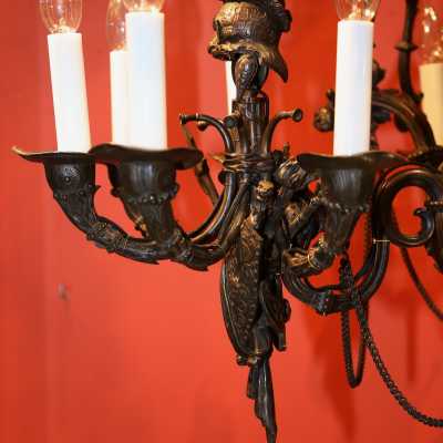 Lustre, bronze patiné, Jean-François Théodore Gechter, France, ca 1840