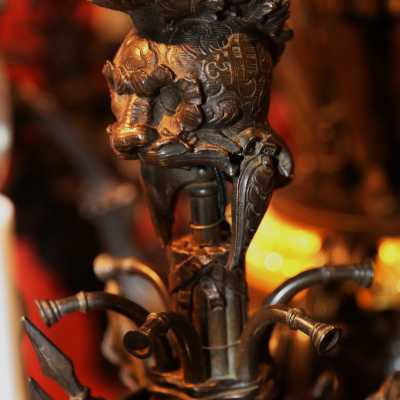 Lustre, bronze patiné, Jean-François Théodore Gechter, France, ca 1840