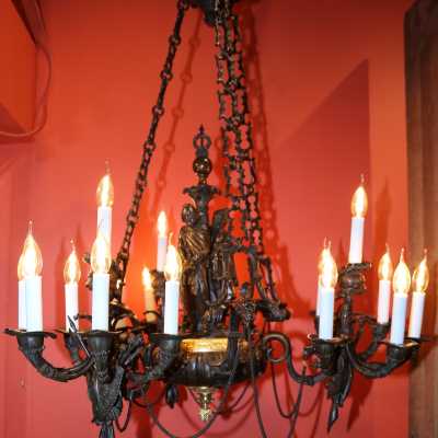 Lustre, bronze patiné, Jean-François Théodore Gechter, France, ca 1840
