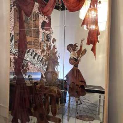 Très grand miroir églomisé 1950