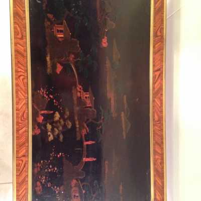 Table lyre, laque chinois et bois de rose, bronze doré, France, XIXe