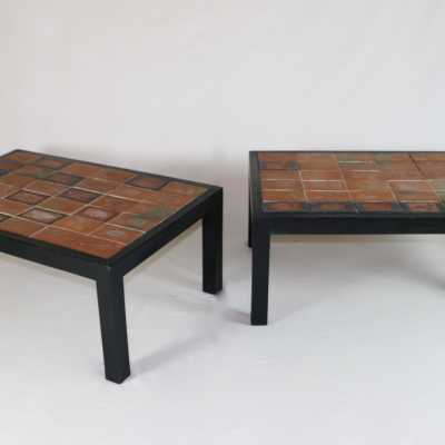 Paire de tables basses Roger Capron en céramique circa 1960