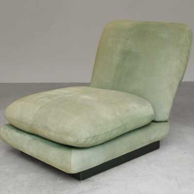 Willy Rizzo, canapé et chauffeuses/ fauteuils en pécari, vert jade, années 70