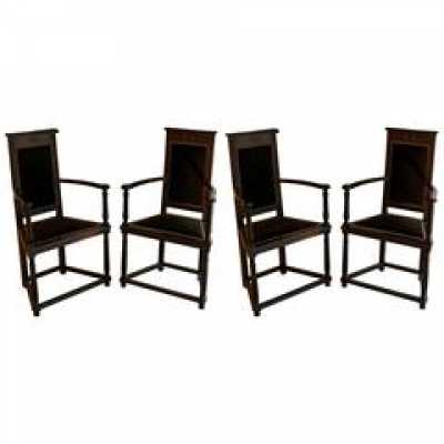 Quatre fauteuils en bois noirci - Fin XIXe siècle