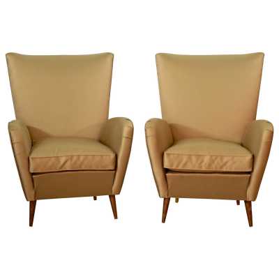 1950s Paolo BUFFA, Paire de fauteuils en satin
