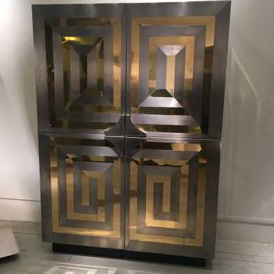 Cabinet inox et laiton, Maison et Jardin circa 1970