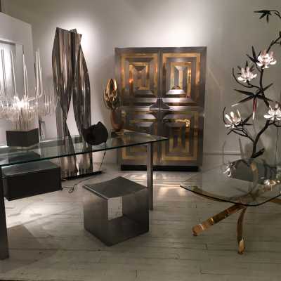 Cabinet inox et laiton, Maison et Jardin circa 1970