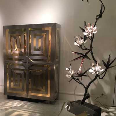 Cabinet inox et laiton, Maison et Jardin circa 1970