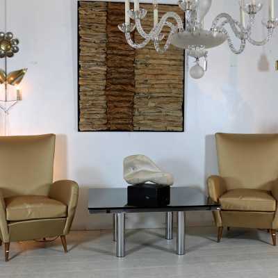 1950s Paolo BUFFA, Paire de fauteuils en satin