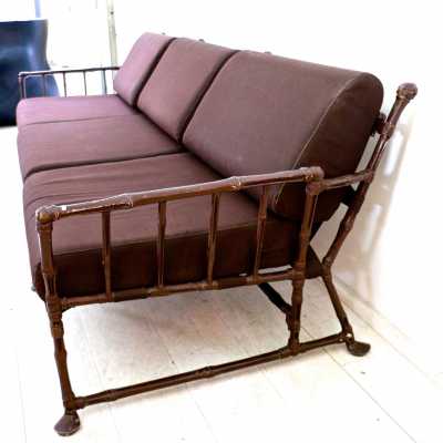 1980s Salon de jardin en fer imitation bambou
