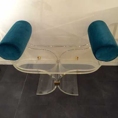Fauteuil curule plexiglass de Michel Dumas, 1970