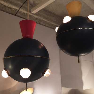 Suspensions métal laqué noir, Oscar Torlasco, Edition Lumi, circa 1950