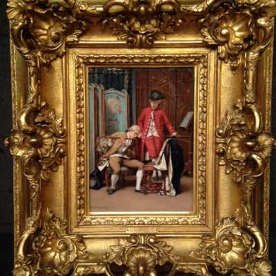Tableau de Victor-Jospeh Chavet (1822-1906), scène de genre XVIIIe, circa 1860