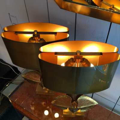 Paire de lampes "Orchidée" Maison Charles 1980