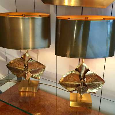 Paire de lampes "Orchidée" Maison Charles 1980