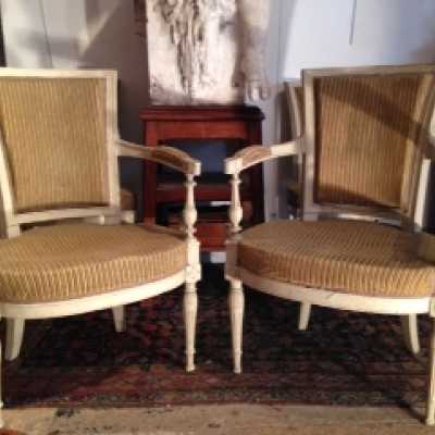Paire de fauteuils et paire de chaises d’époque Directoire