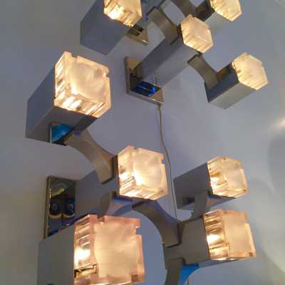 Paire d' appliques CUBIC GAETANO SCIOLARI- 1970 - Italie
