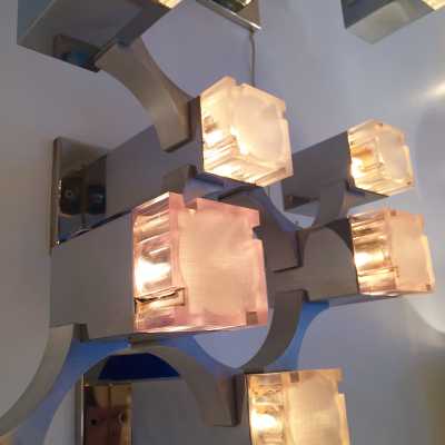 Paire d' appliques CUBIC GAETANO SCIOLARI- 1970 - Italie